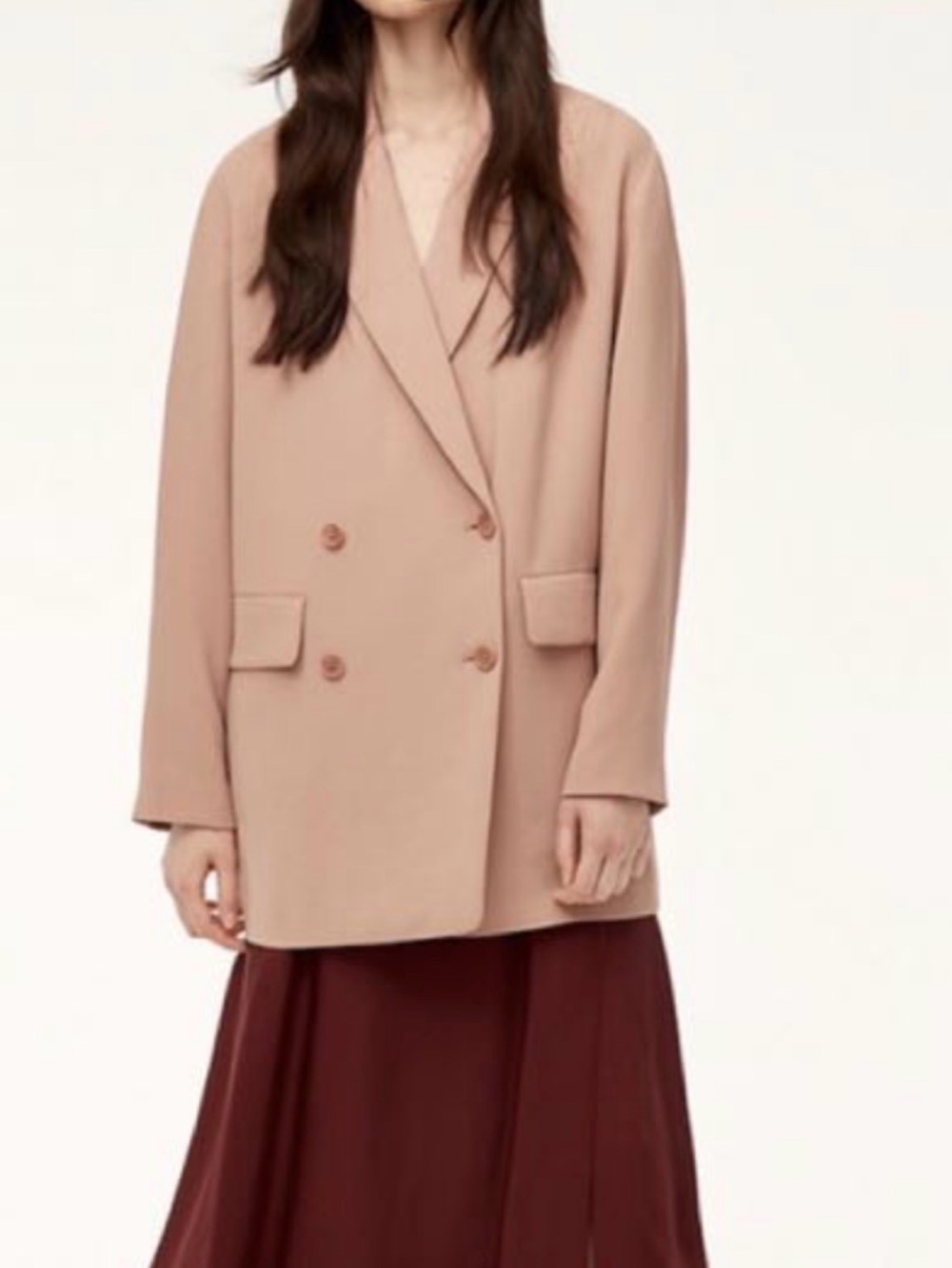 Wilfred Aritzia Double-Breasted Cherrelle Blush Blazer